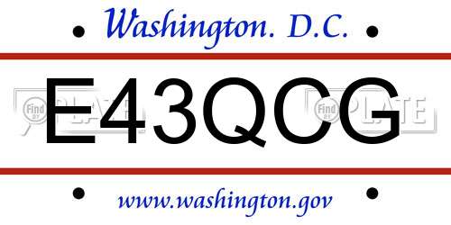 E43QCG District Of Columbia License Plate