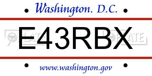 E43RBX District Of Columbia License Plate
