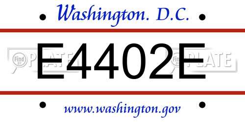 E4402E District Of Columbia License Plate