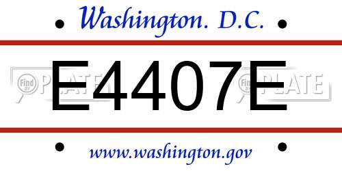 E4407E District Of Columbia License Plate
