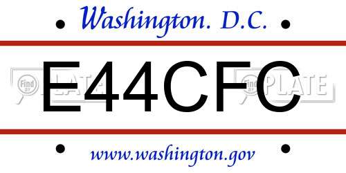 E44CFC District Of Columbia License Plate