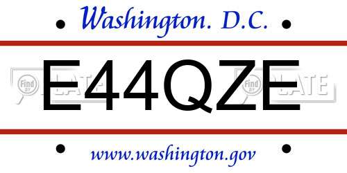 E44QZE District Of Columbia License Plate