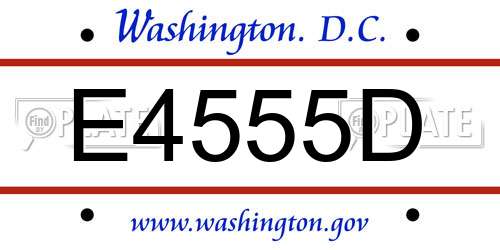 E4555D District Of Columbia License Plate