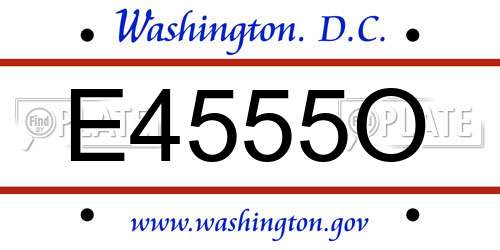 E4555O District Of Columbia License Plate