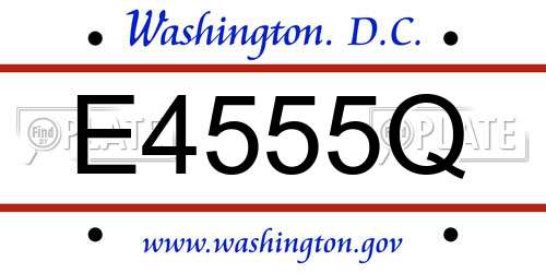 E4555Q District Of Columbia License Plate