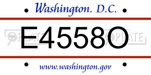 E4558O District Of Columbia License Plate