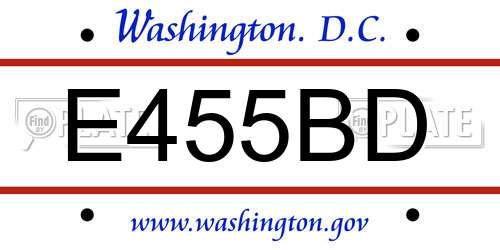 E455BD District Of Columbia License Plate