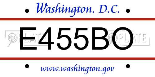 E455BO District Of Columbia License Plate