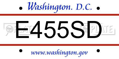 E455SD District Of Columbia License Plate
