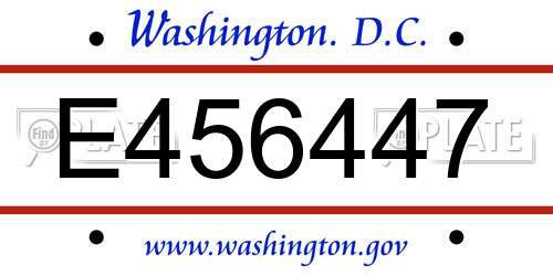 E456447 District Of Columbia License Plate