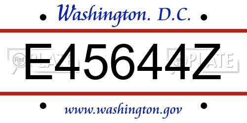 E45644Z District Of Columbia License Plate