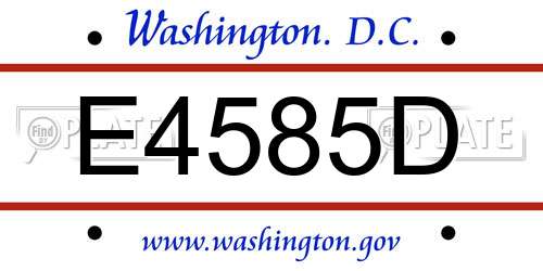 E4585D District Of Columbia License Plate