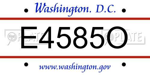 E4585O District Of Columbia License Plate