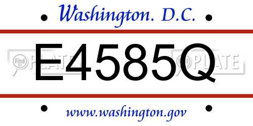 E4585Q District Of Columbia License Plate