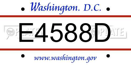 E4588D District Of Columbia License Plate