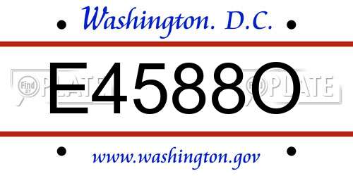 E4588O District Of Columbia License Plate