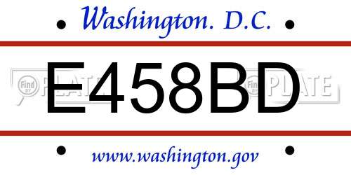 E458BD District Of Columbia License Plate