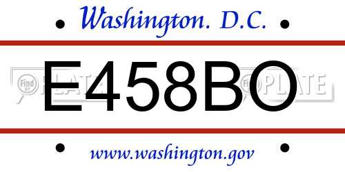 E458BO District Of Columbia License Plate