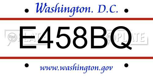E458BQ District Of Columbia License Plate