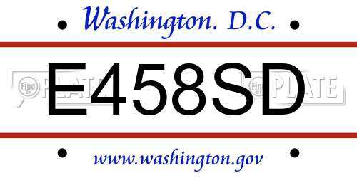 E458SD District Of Columbia License Plate