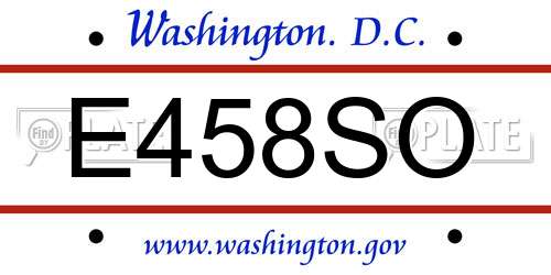 E458SO District Of Columbia License Plate