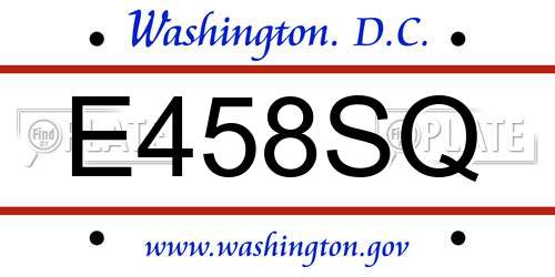 E458SQ District Of Columbia License Plate