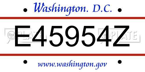 E45954Z District Of Columbia License Plate