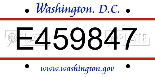 E459847 District Of Columbia License Plate