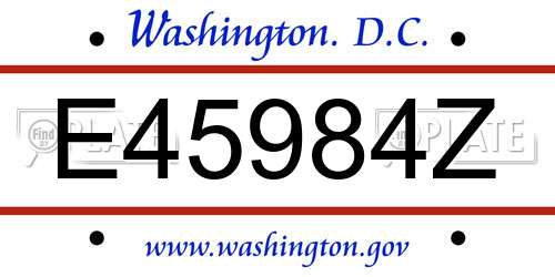 E45984Z District Of Columbia License Plate