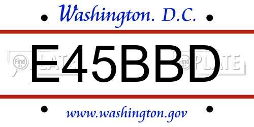 E45BBD District Of Columbia License Plate