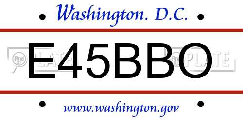 E45BBO District Of Columbia License Plate