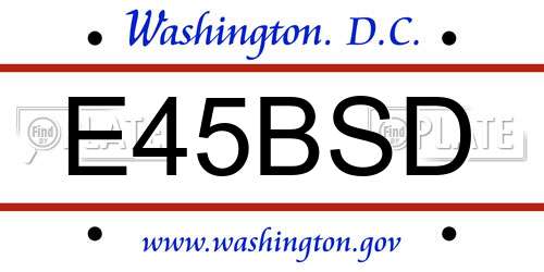 E45BSD District Of Columbia License Plate