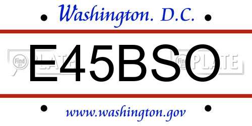 E45BSO District Of Columbia License Plate