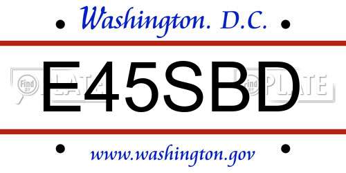 E45SBD District Of Columbia License Plate