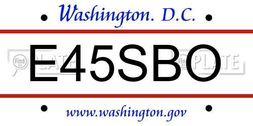 E45SBO District Of Columbia License Plate