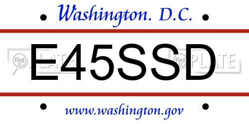 E45SSD District Of Columbia License Plate
