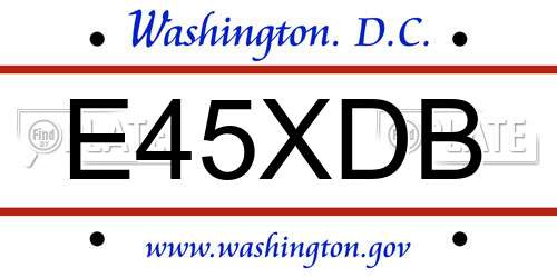 E45XDB District Of Columbia License Plate