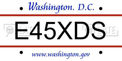 E45XDS District Of Columbia License Plate