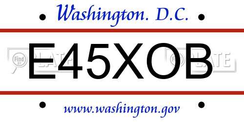 E45XOB District Of Columbia License Plate