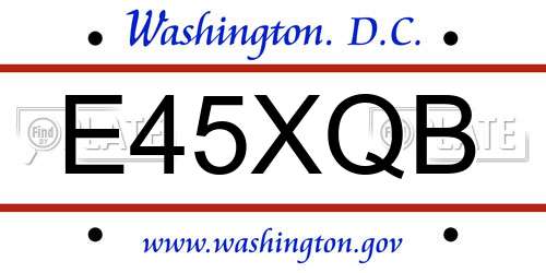 E45XQB District Of Columbia License Plate