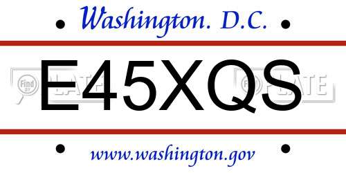 E45XQS District Of Columbia License Plate