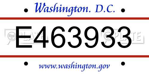 E463933 District Of Columbia License Plate