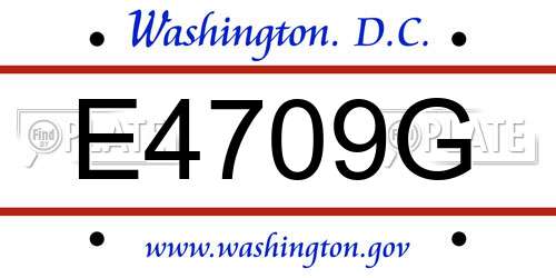 E4709G District Of Columbia License Plate
