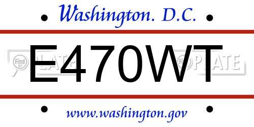 E470WT District Of Columbia License Plate