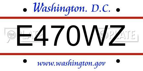 E470WZ District Of Columbia License Plate