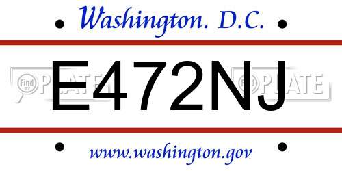 E472NJ District Of Columbia License Plate