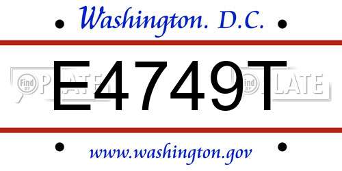 E4749T District Of Columbia License Plate