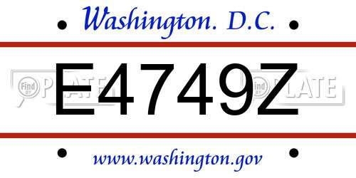 E4749Z District Of Columbia License Plate