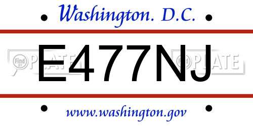 E477NJ District Of Columbia License Plate