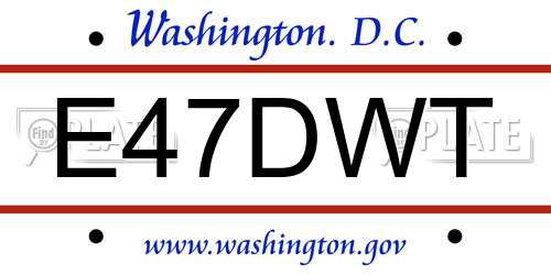 E47DWT District Of Columbia License Plate